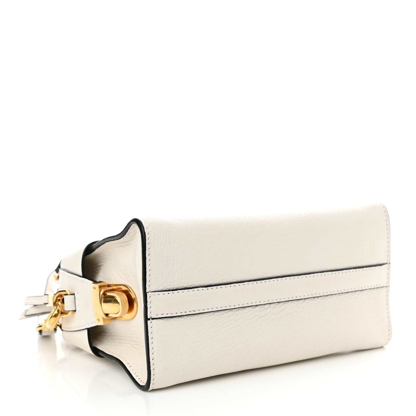 Goatskin Madras Fiocco Small Bow Top Handle Tote White