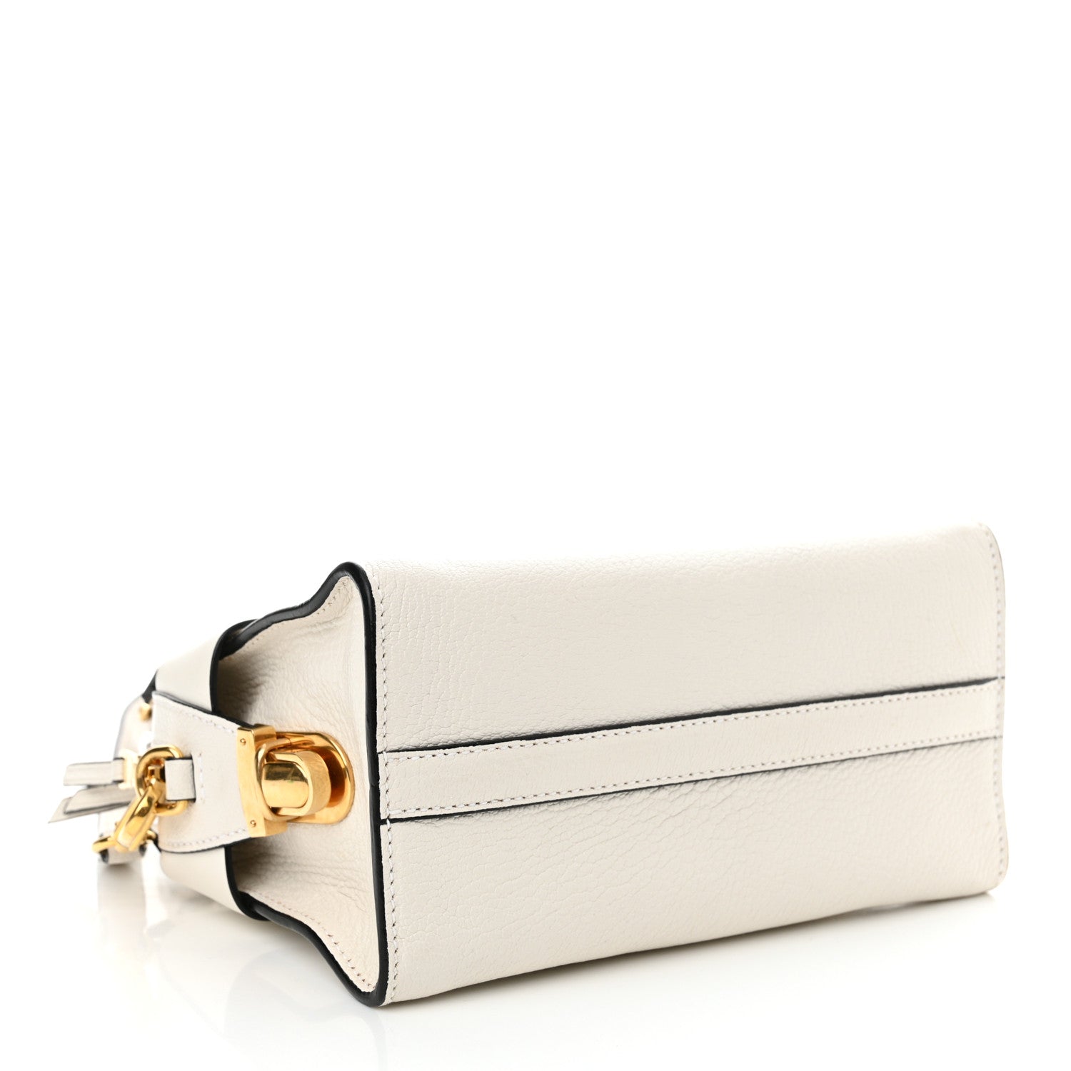 Miu Miu Goatskin Madras Fiocco Small Bow Top Handle Tote White 4 of 17