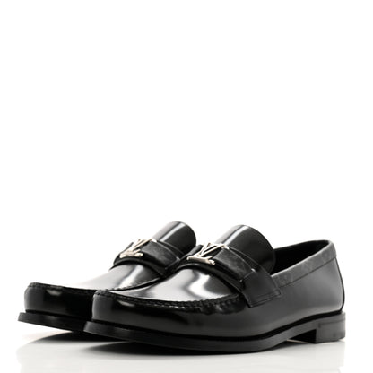 Louis Vuitton Calfskin Monogram Eclipse Mens Major Loafers 8 Black 4 of 9