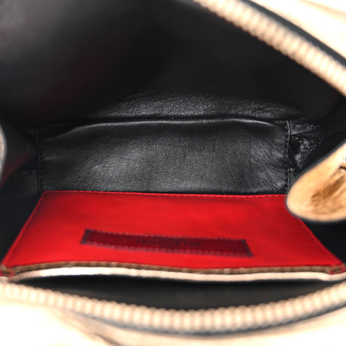 Metallic Wrinkled Lambskin Rockstud Spike Double Zip Camera Crossbody Bag Mekong