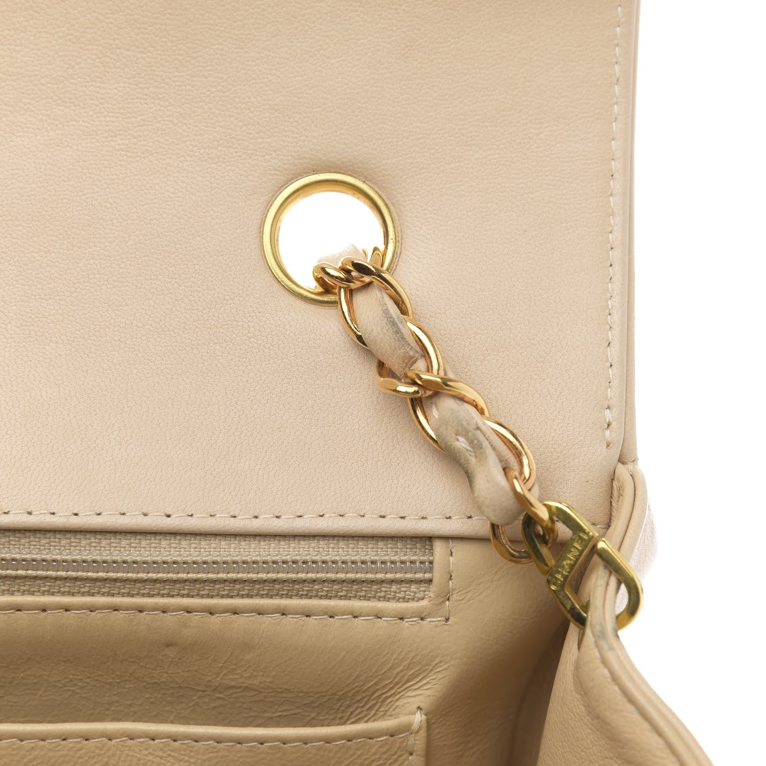 Chanel Lambskin Quilted Medium Single Flap Beige 15 of 17