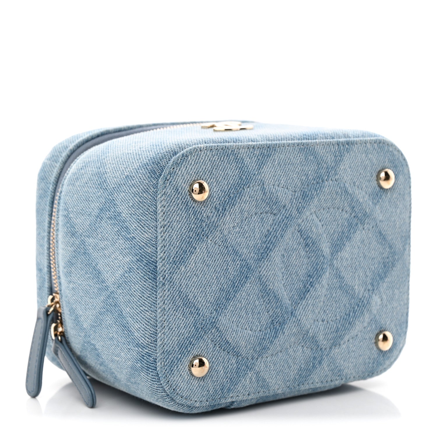 Chanel Denim Quilted Small CC Vanity Case Blue 4 of 10