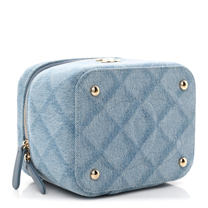 Chanel Denim Quilted Small CC Vanity Case Blue 4 of 10