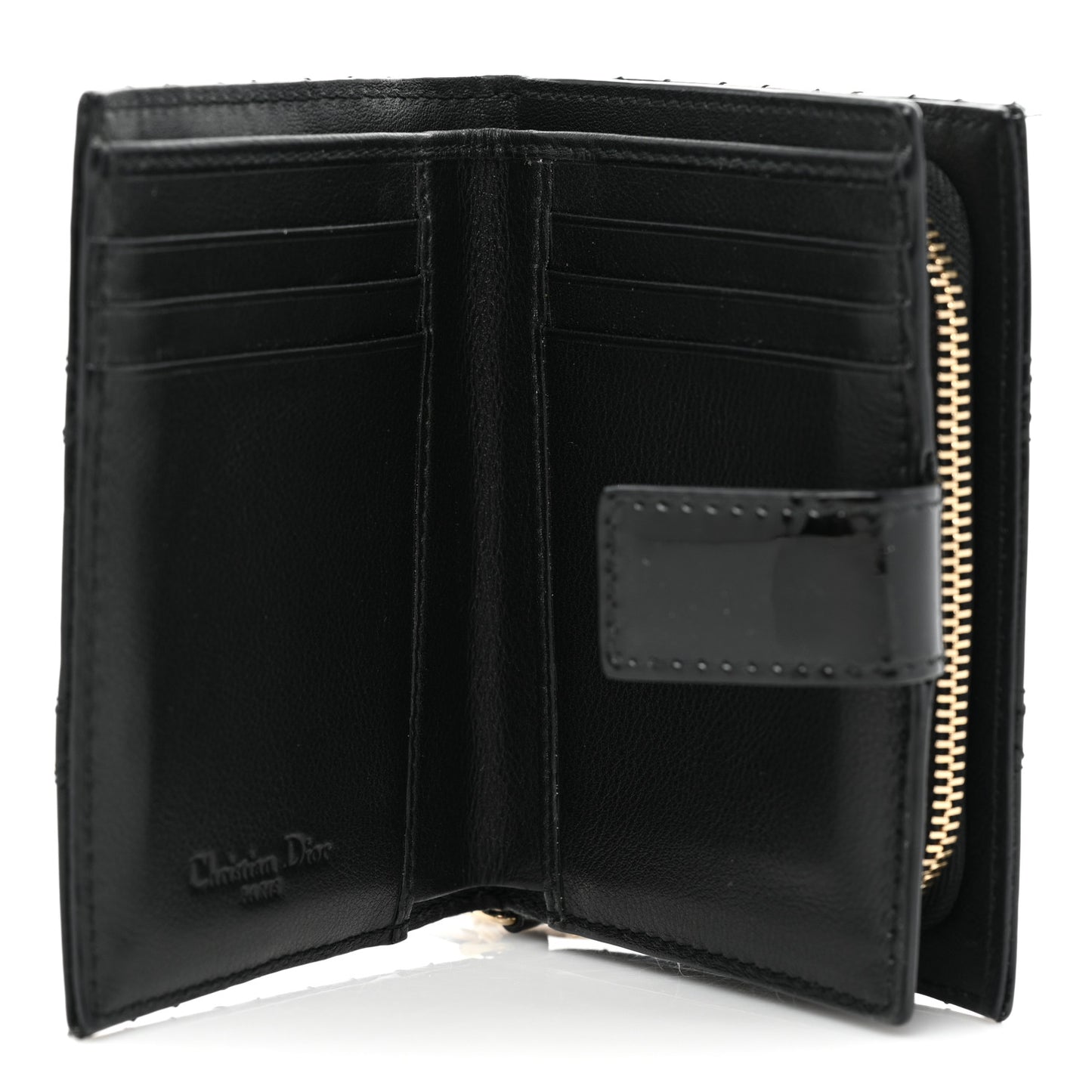 Patent Cannage Lady Dior Eden Wallet Black