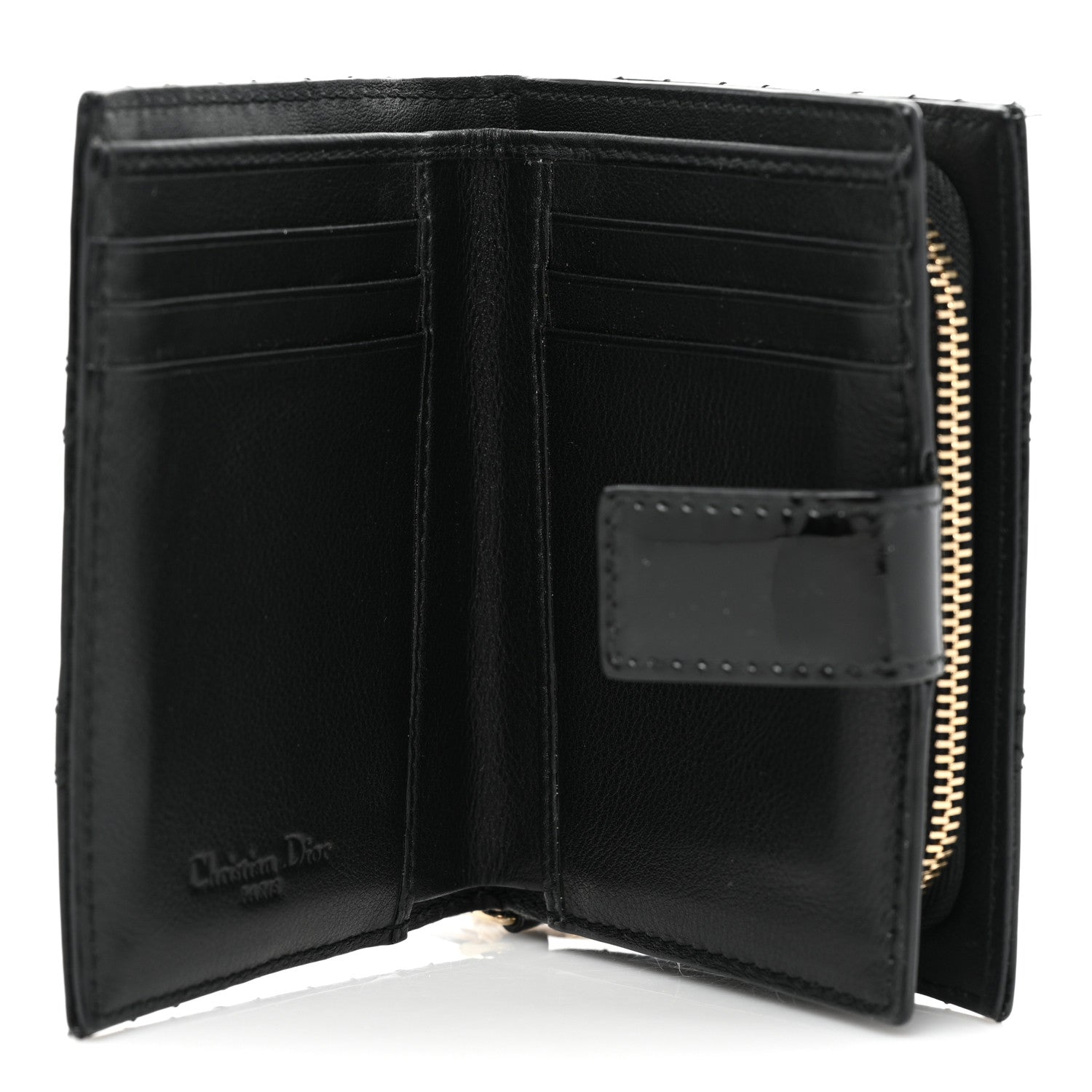 Christian Dior Patent Cannage Lady Dior Eden Wallet Black 7 of 11