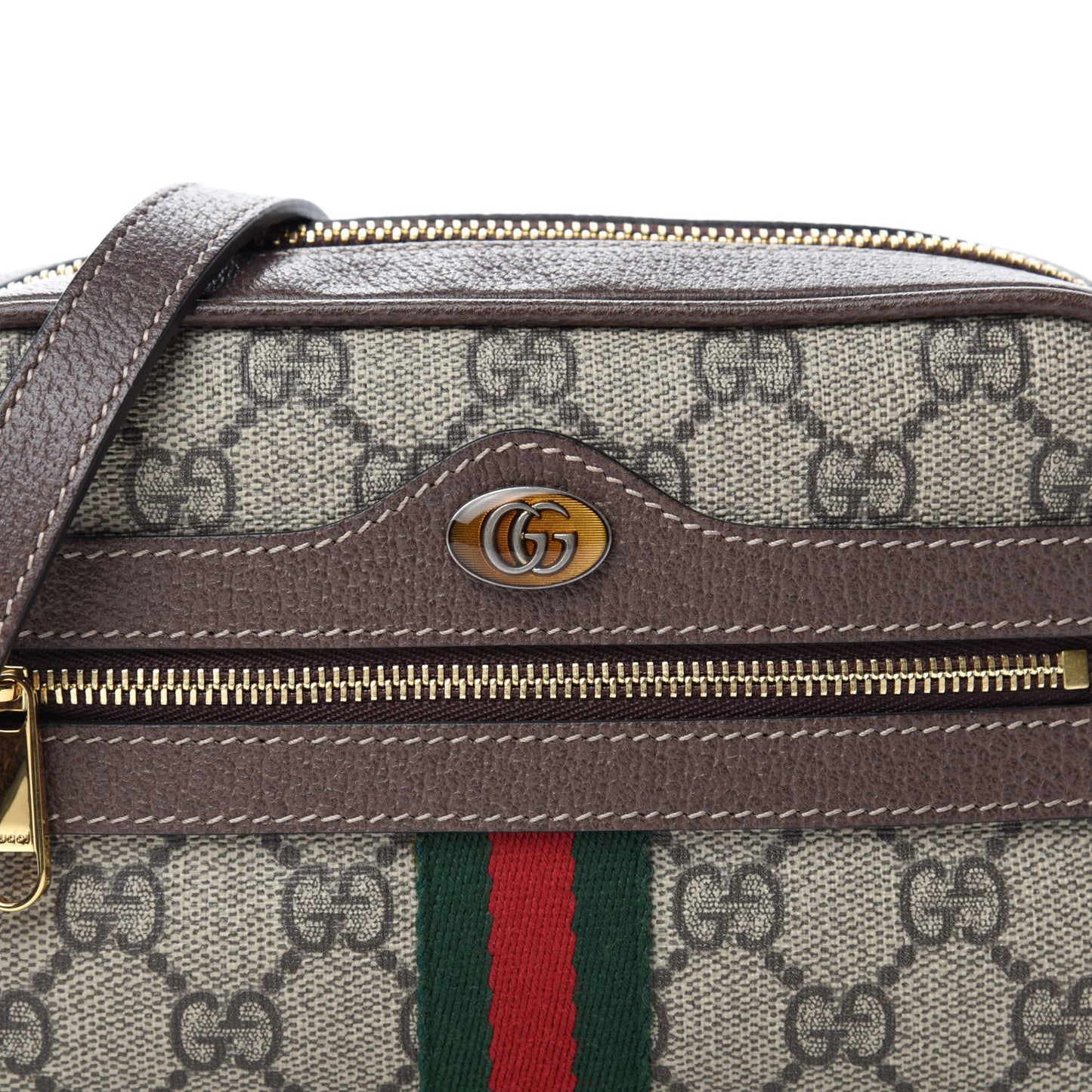 GG Supreme Monogram Web Mini Ophidia Shoulder Bag Brown