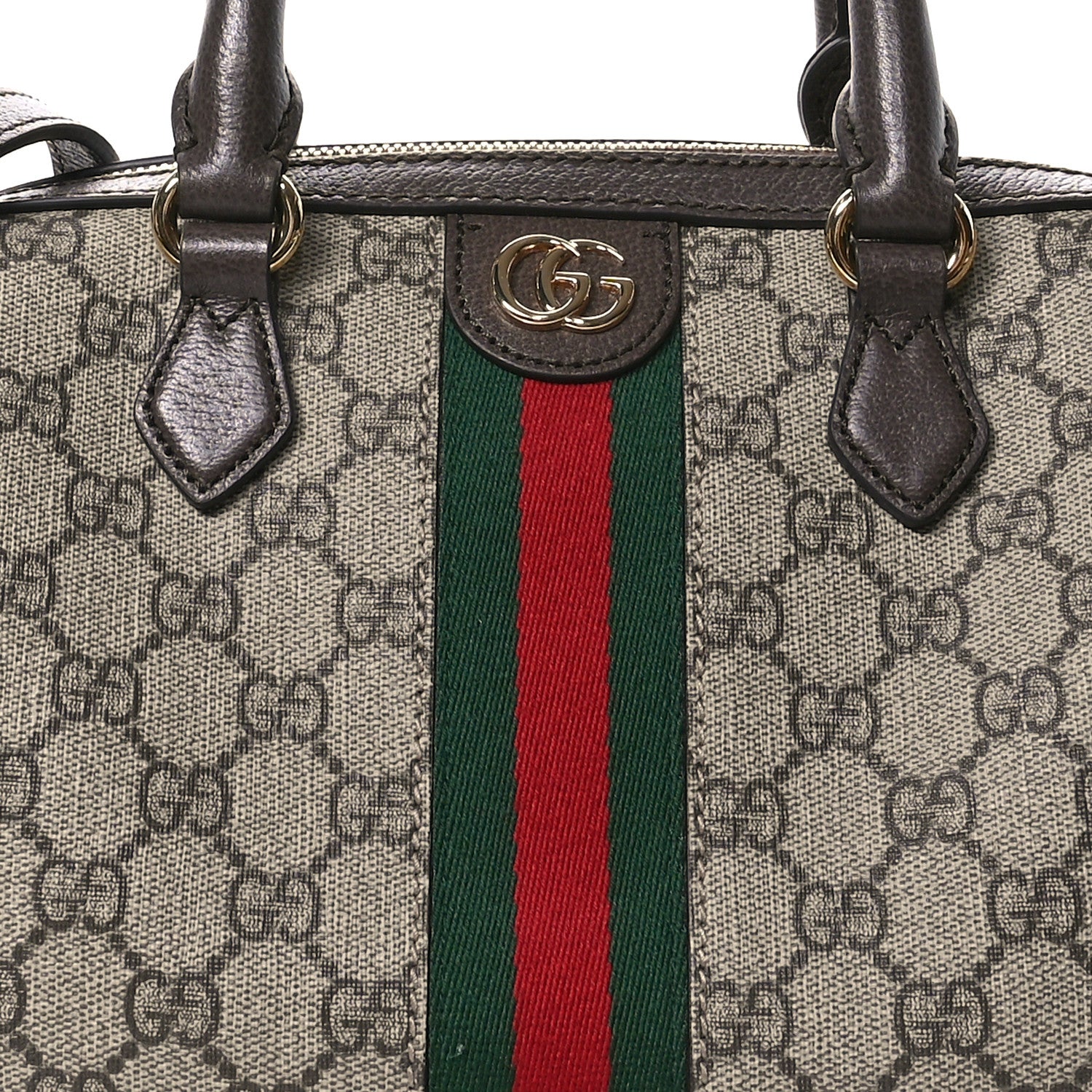 Gucci GG Supreme Monogram Web Small Ophidia Top Handle Bag Beige Ebony 8 of 11