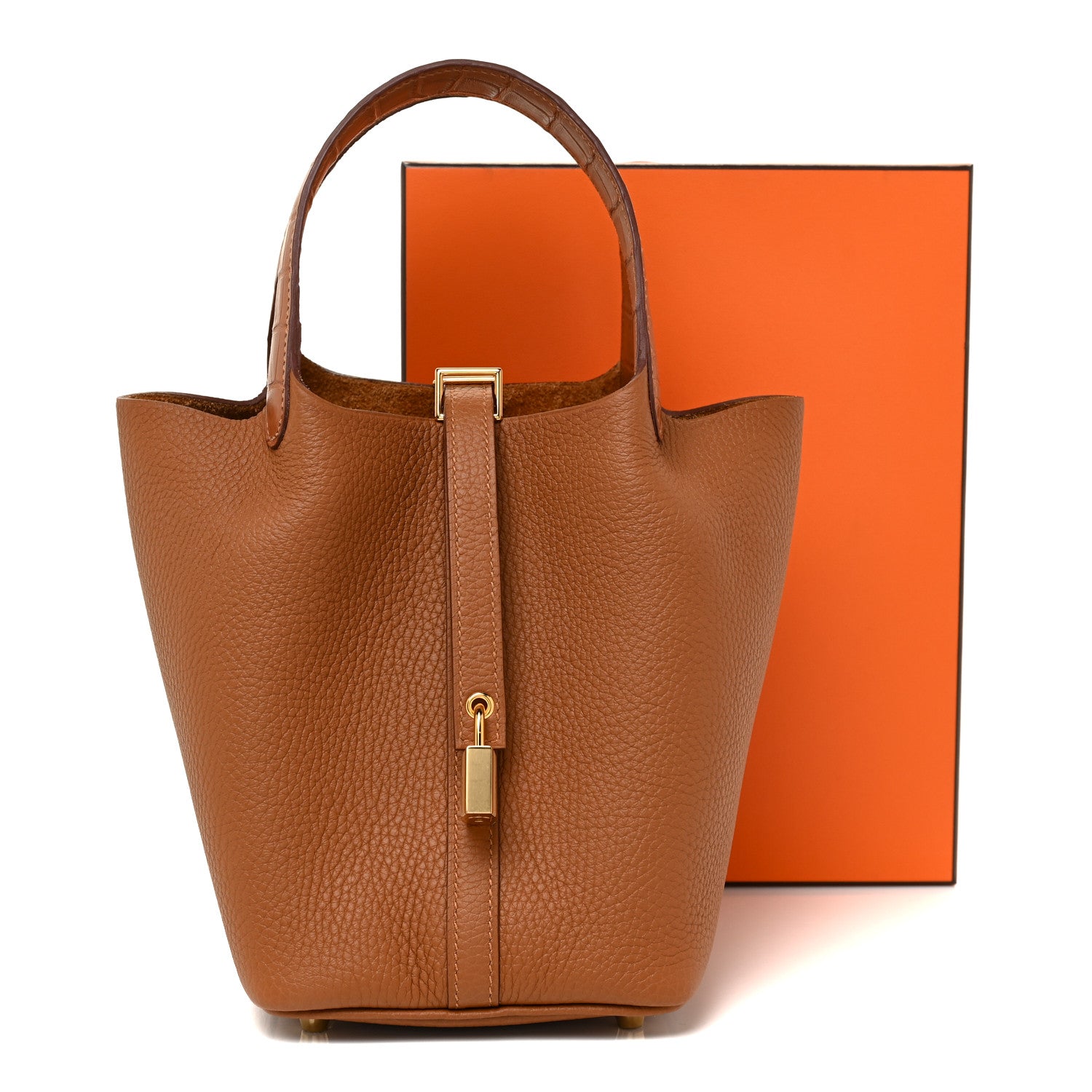 Hermes Taurillon Clemence Matte Alligator Picotin Lock Touch 18 PM Gold 9 of 9