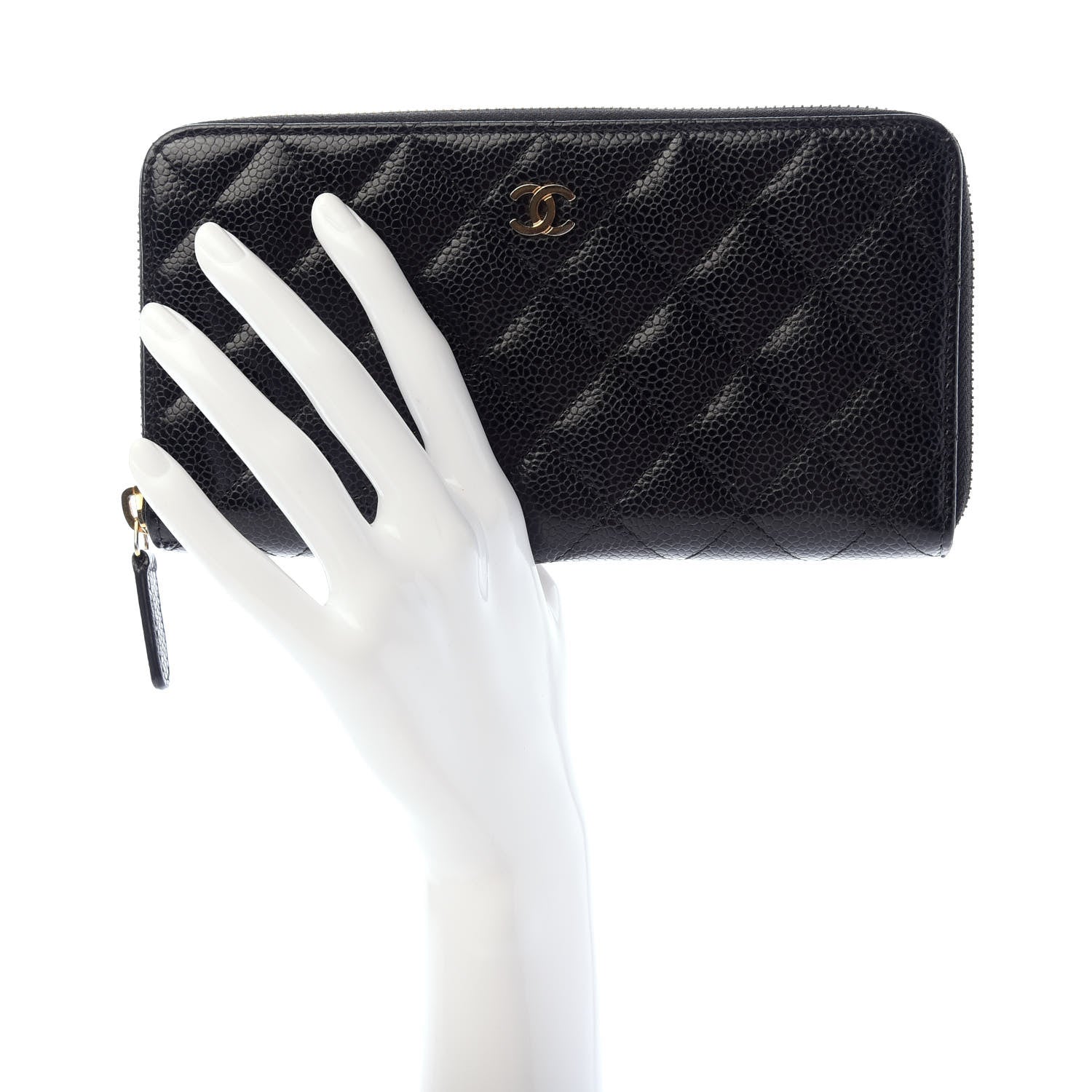 Chanel Caviar Quilted Large Gusset Zip Around Wallet Black 2 of 9