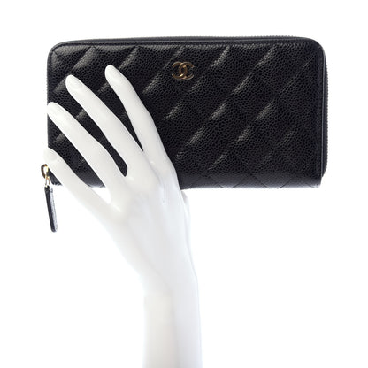 Chanel Caviar Quilted Large Gusset Zip Around Wallet Black 2 of 9