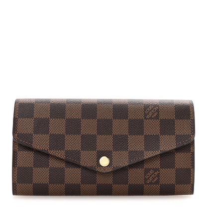 Louis Vuitton Damier Ebene Sarah Wallet NM Rose Ballerine 1 of 7