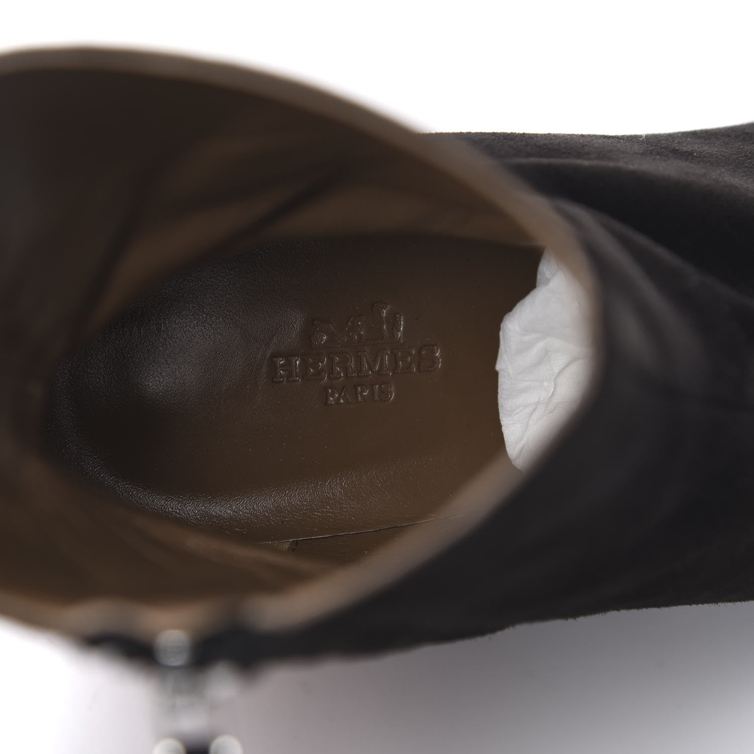 Hermes Suede Goatskin Womens Wedge Boot 39 Black 6 of 10