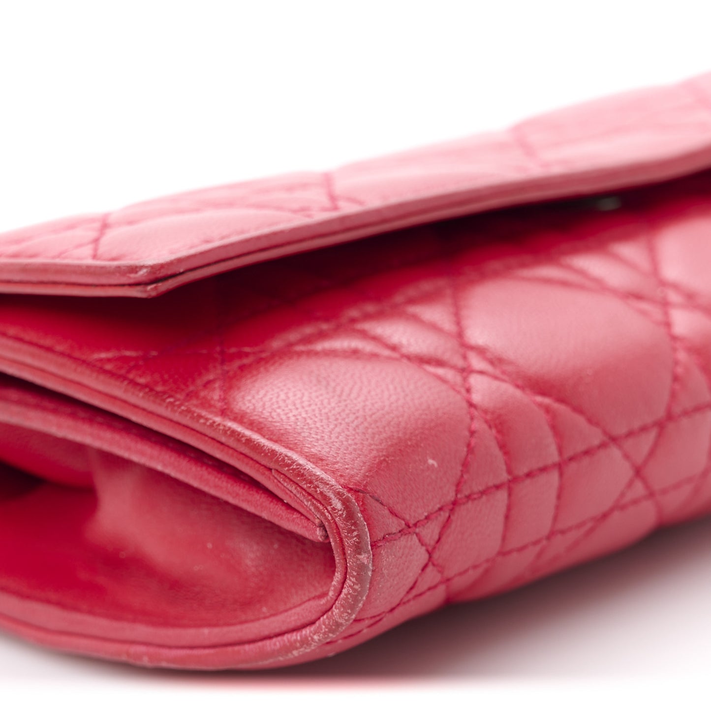 Lambskin Cannage Lady Dior Rendezvous Wallet On Chain Fuchsia