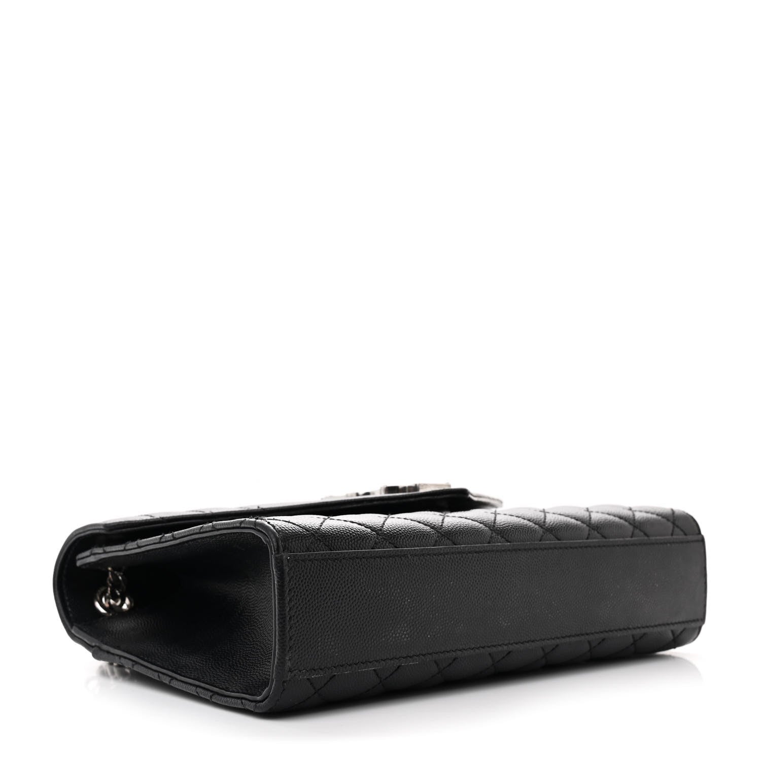 Saint Laurent Grain De Poudre Textured Mixed Matelasse Triquilt Medium Monogram Satchel Black 3 of 13