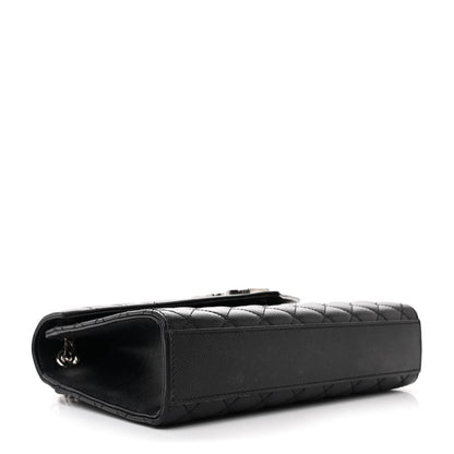 Saint Laurent Grain De Poudre Textured Mixed Matelasse Triquilt Medium Monogram Satchel Black 3 of 13