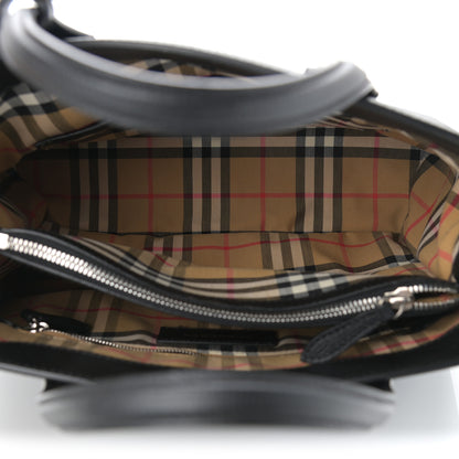 Burberry Derby Calfskin Vintage Check Medium Banner Tote Black 5 of 15