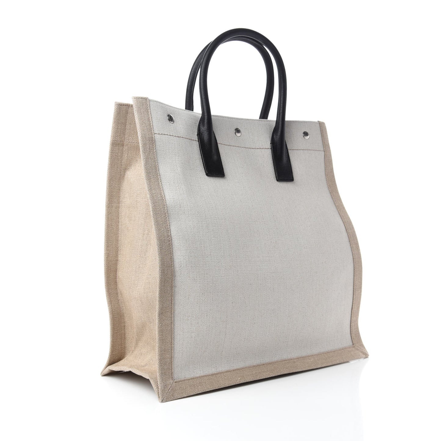 Linen Calfskin Rive Gauche North South Tote Optic White