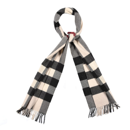 Burberry Cashmere Giant Check Fringe Scarf Stone 1 of 4