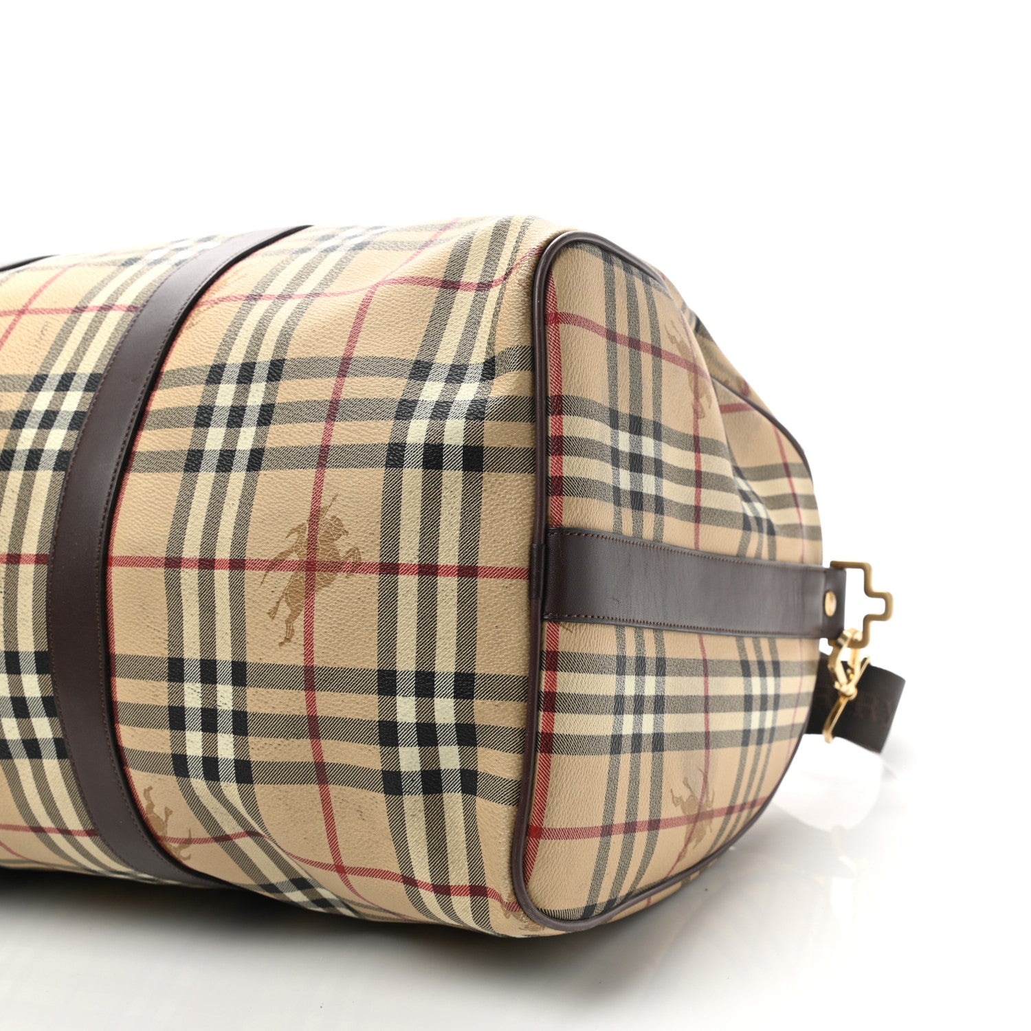 Burberry Haymarket Check Duffle Bag Dark Brown 10 of 14