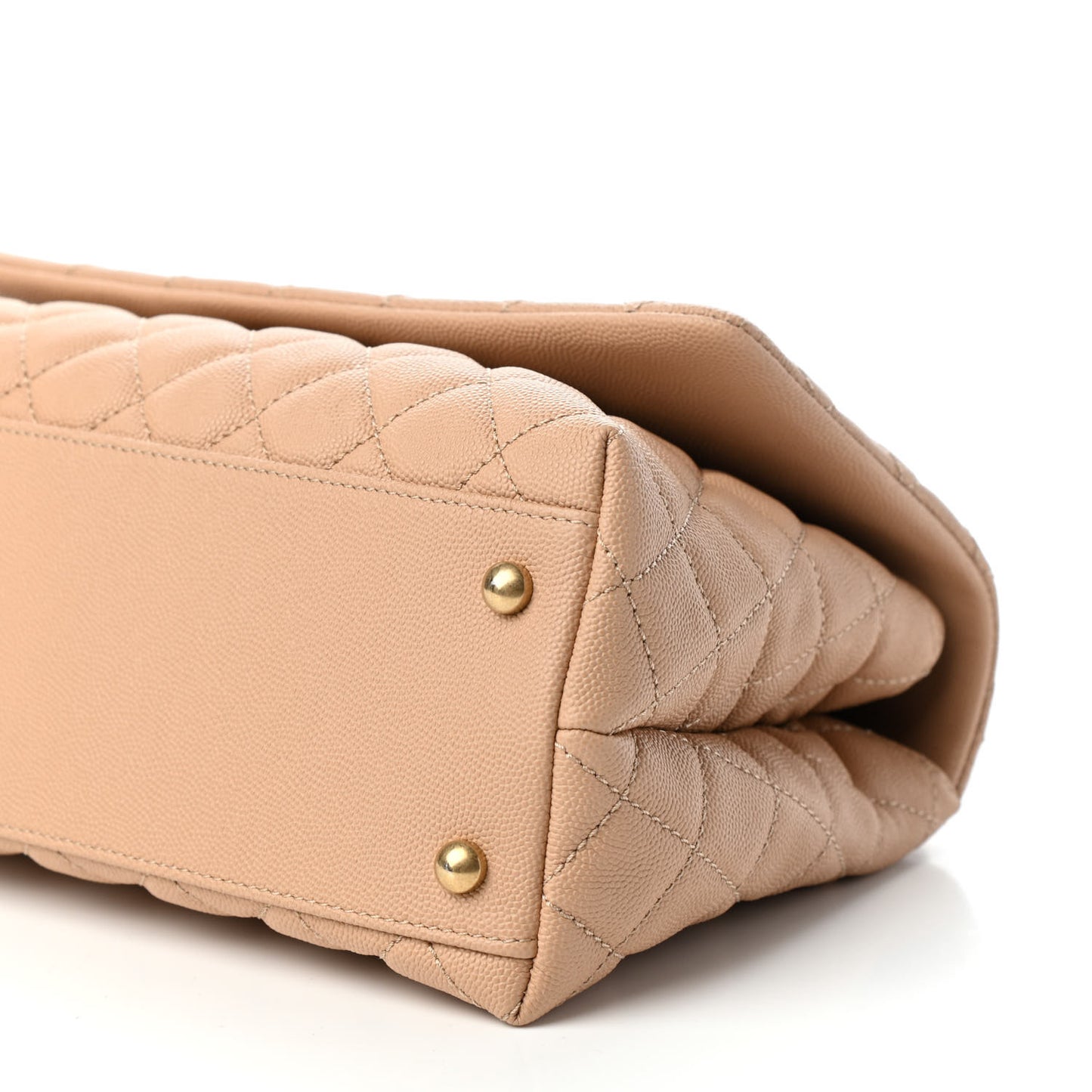 Caviar Lizard Embossed Quilted Small Coco Handle Flap Beige