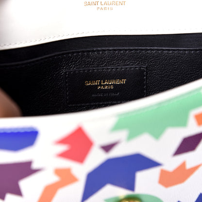 Saint Laurent Grain De Poudre Small Classic Monogram Shapes Print Kate Satchel White 6 of 9