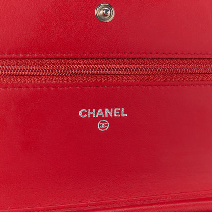 Chanel Lambskin Quilted Boy Wallet On Chain WOC Red 6 of 12