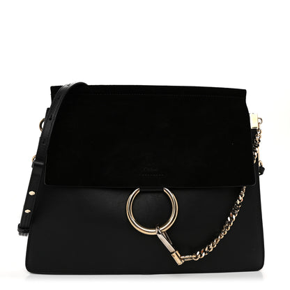 Chloe Suede Calfskin Medium Faye Shoulder Bag Black 1 of 10