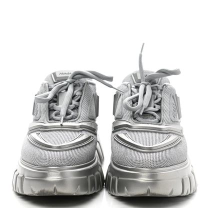 Prada Rubber Technical Knit Fabric Triangle Logo Evolution 55mm Sneakers 38 Argento 2 of 9