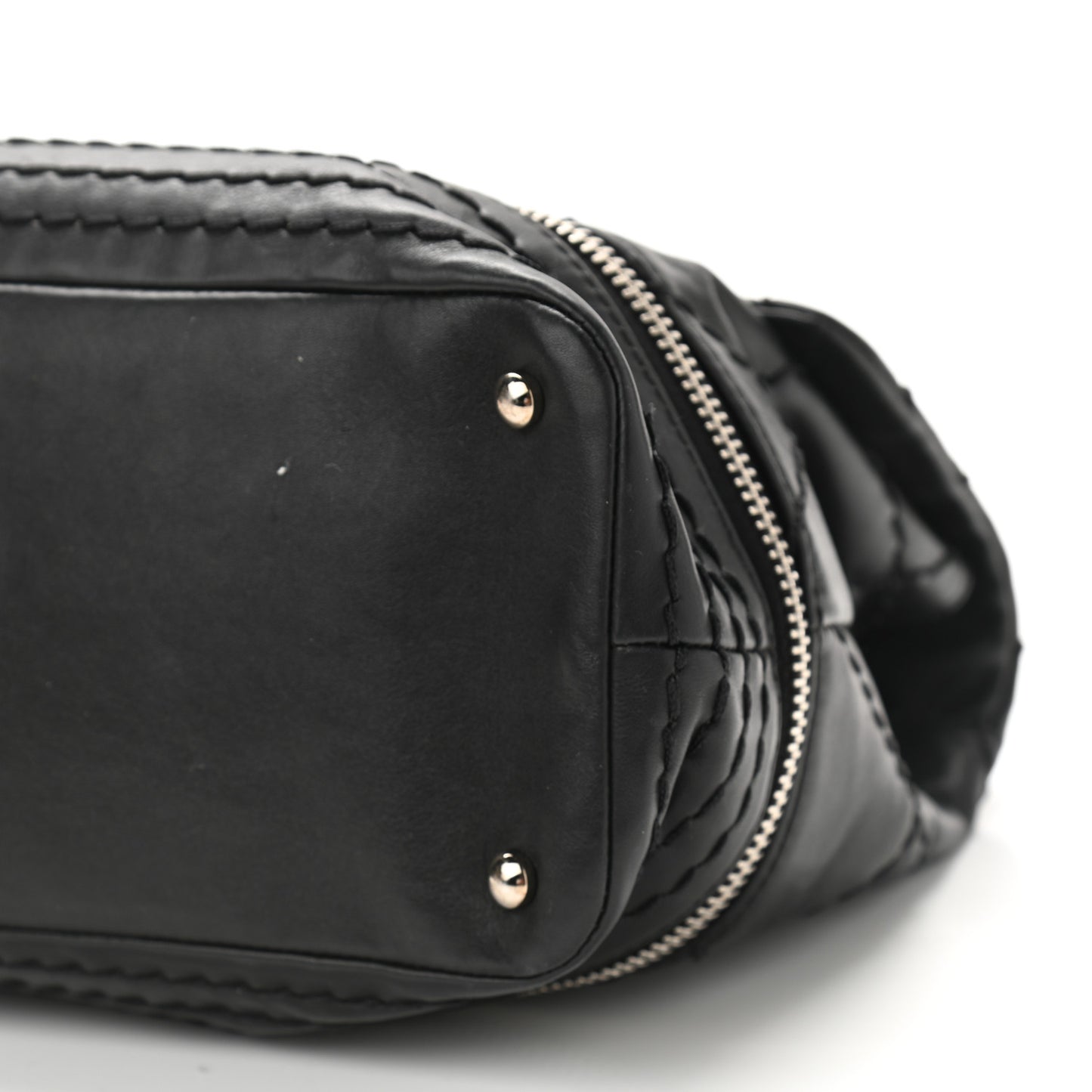 Calfskin Stitched Large Expandable Flap Bag Black