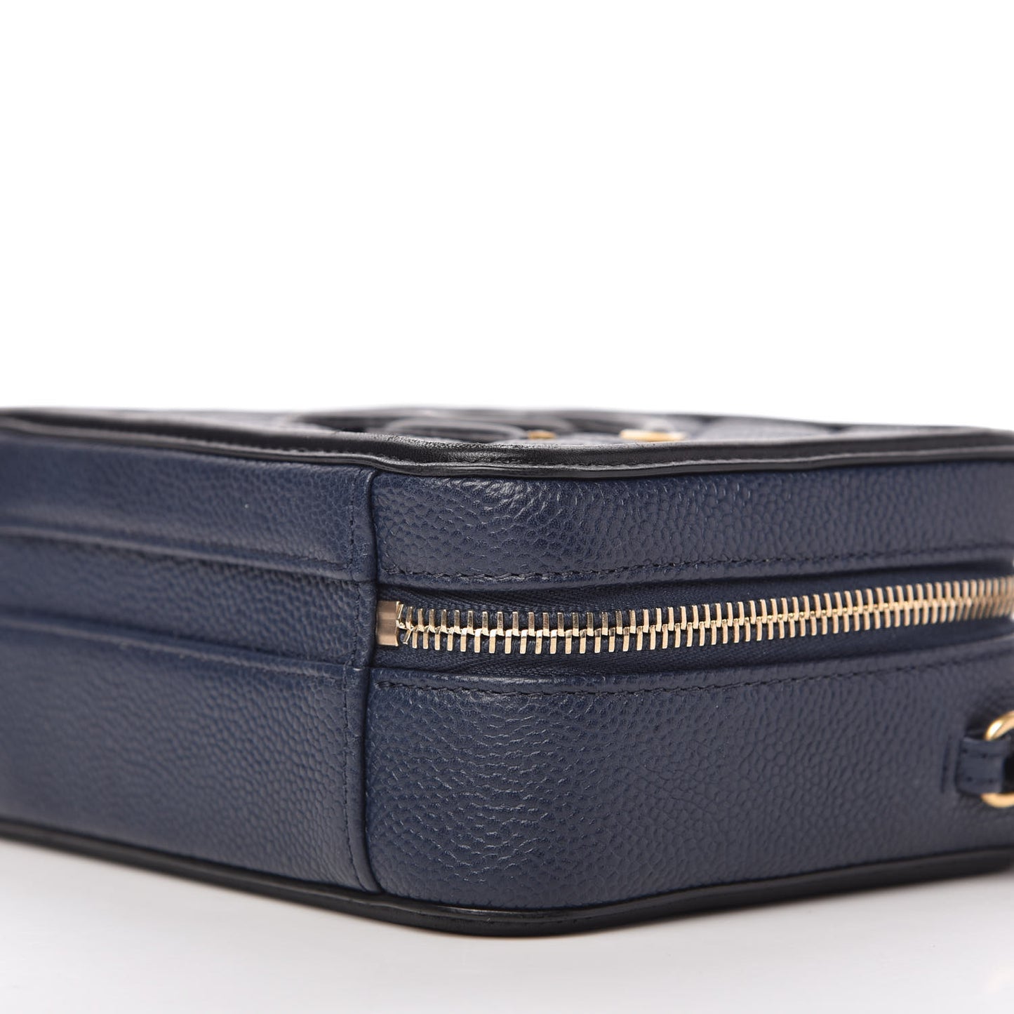 Caviar Quilted Small CC Filigree Vanity Case Navy Black