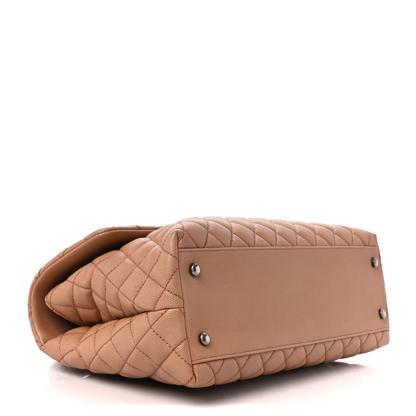 Caviar Quilted Medium Coco Handle Flap Light Beige