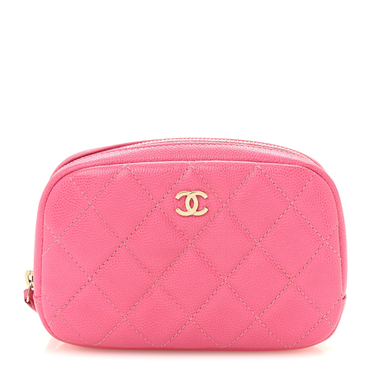 Chanel Caviar Quilted Small Curvy Pouch Cosmetic Case Pink 1 of 8