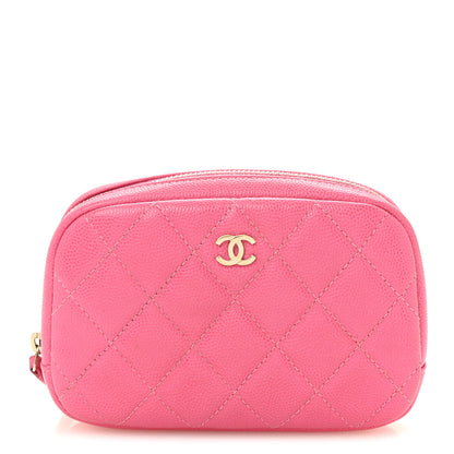 Chanel Caviar Quilted Small Curvy Pouch Cosmetic Case Pink 1 of 8