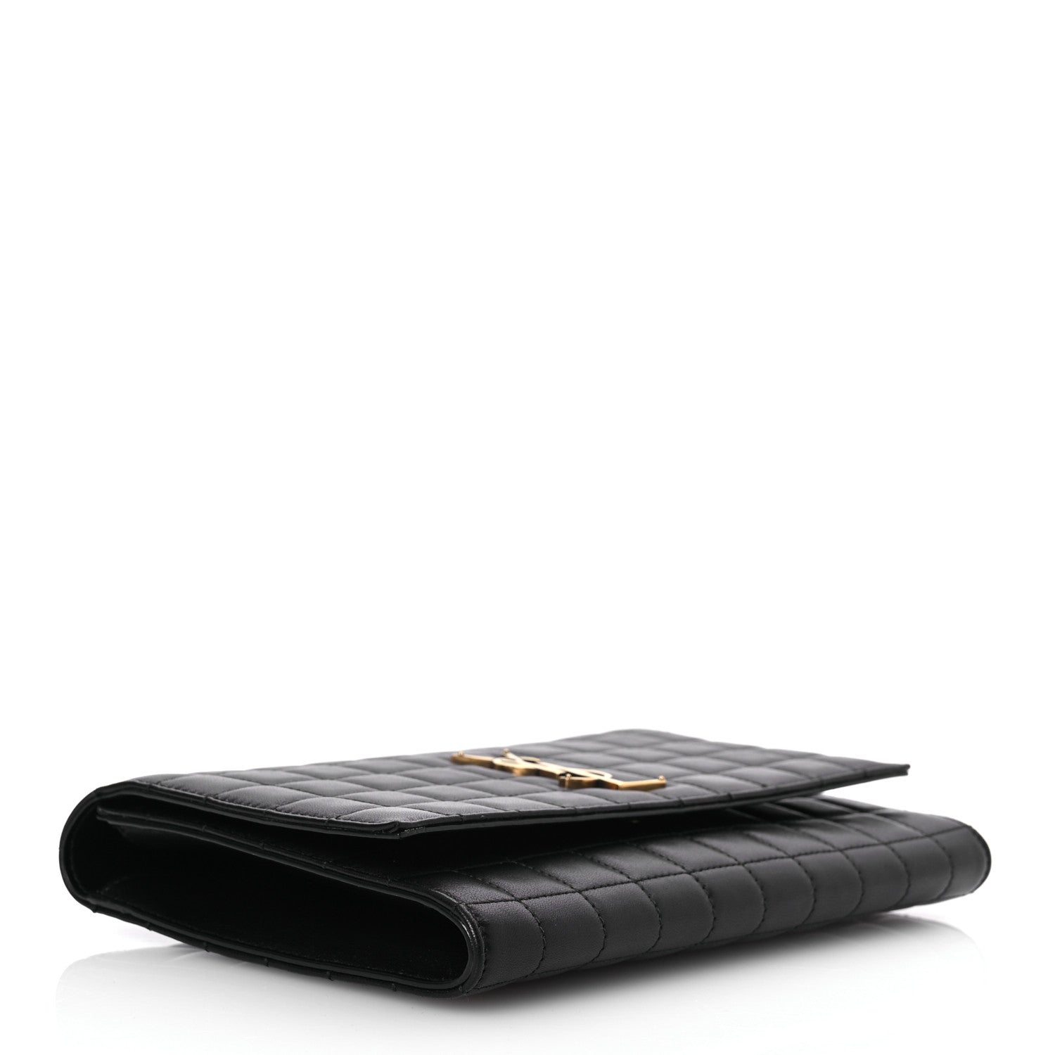 Saint Laurent Lambskin Cassandre Matelasse Carre Flap Pouch Clutch Black 4 of 8