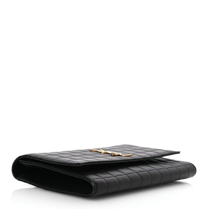Saint Laurent Lambskin Cassandre Matelasse Carre Flap Pouch Clutch Black 4 of 8