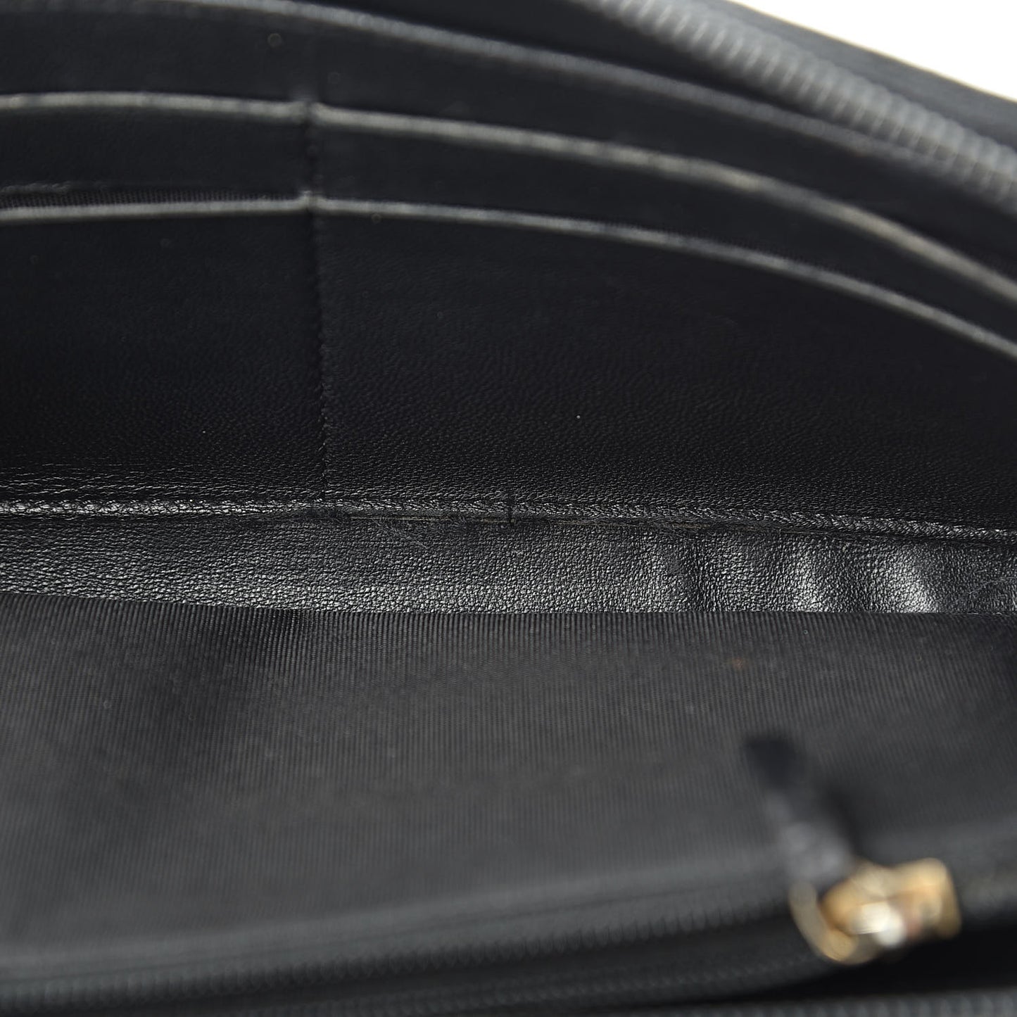 Lambskin Quilted Boy Zip Around Wallet Black