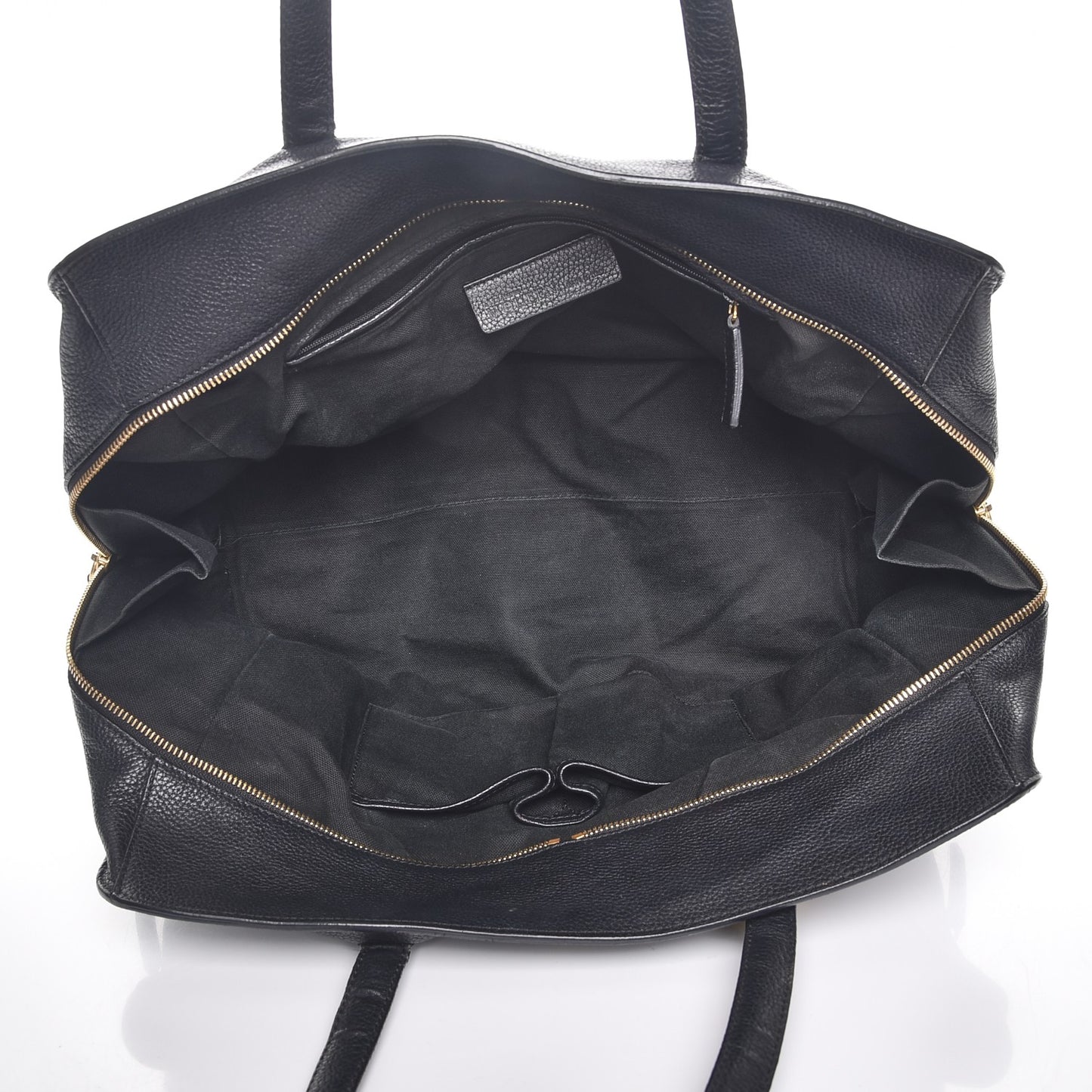 Pebbled Calfskin Large Skull Padlock Zip Around Tote Black