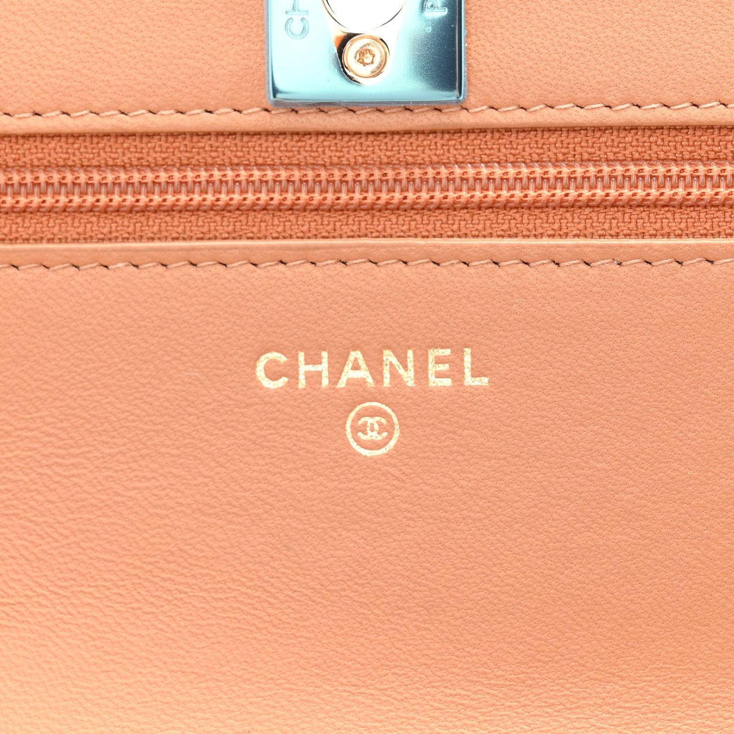 Chanel Lambskin Quilted Trendy CC Wallet On Chain WOC Camel 6 of 12
