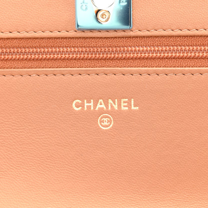 Chanel Lambskin Quilted Trendy CC Wallet On Chain WOC Camel 6 of 12