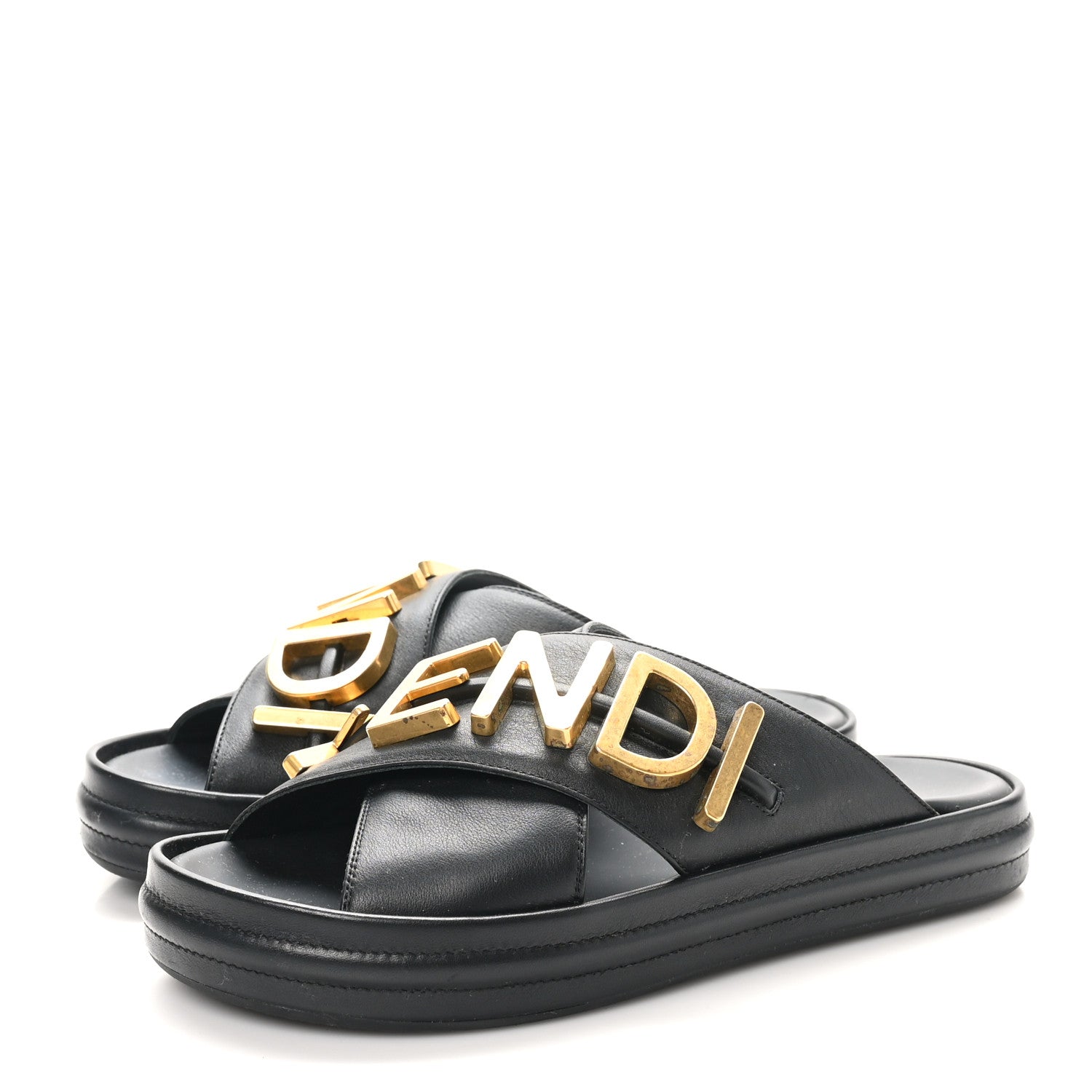 Fendi Vitello Womens Fendigraphy Slide Sandals 37 Black 4 of 11