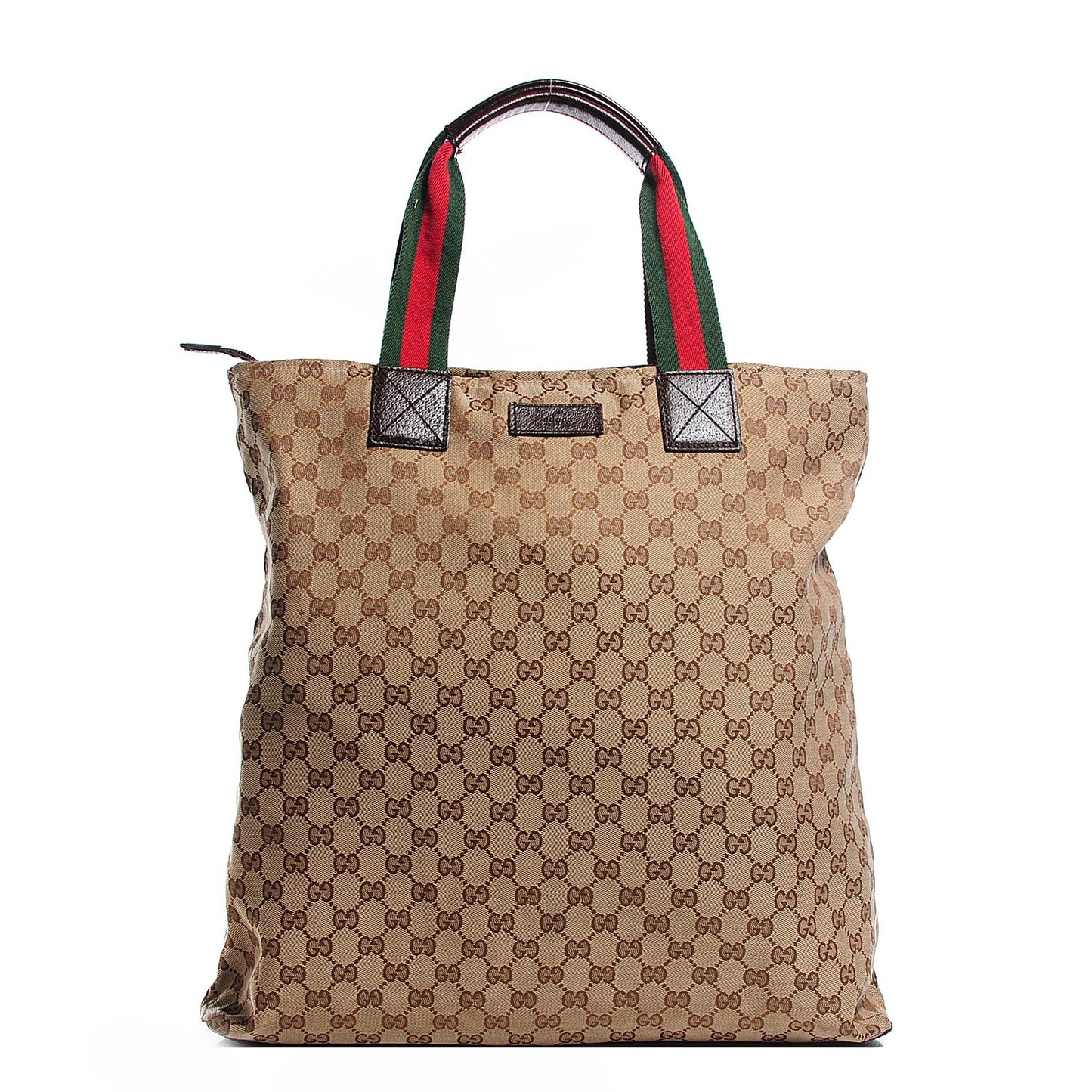 GG Monogram Large Web Handle Vertical Tote Dark Brown