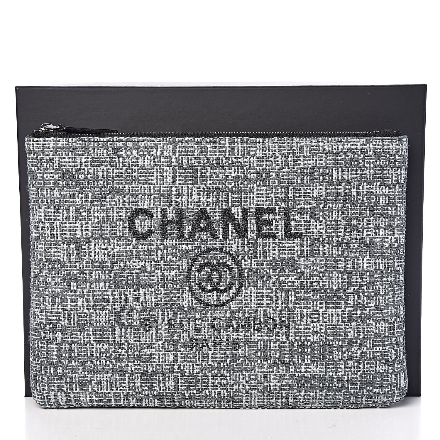 Chanel Canvas Small Deauville Pouch Charcoal 8 of 8