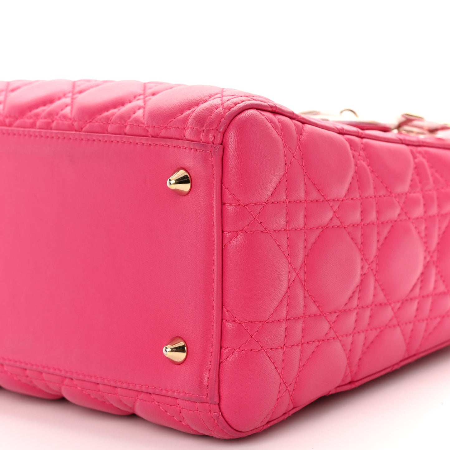CHRISTIAN DIOR Lambskin Cannage Medium Lady Dior Fuchsia