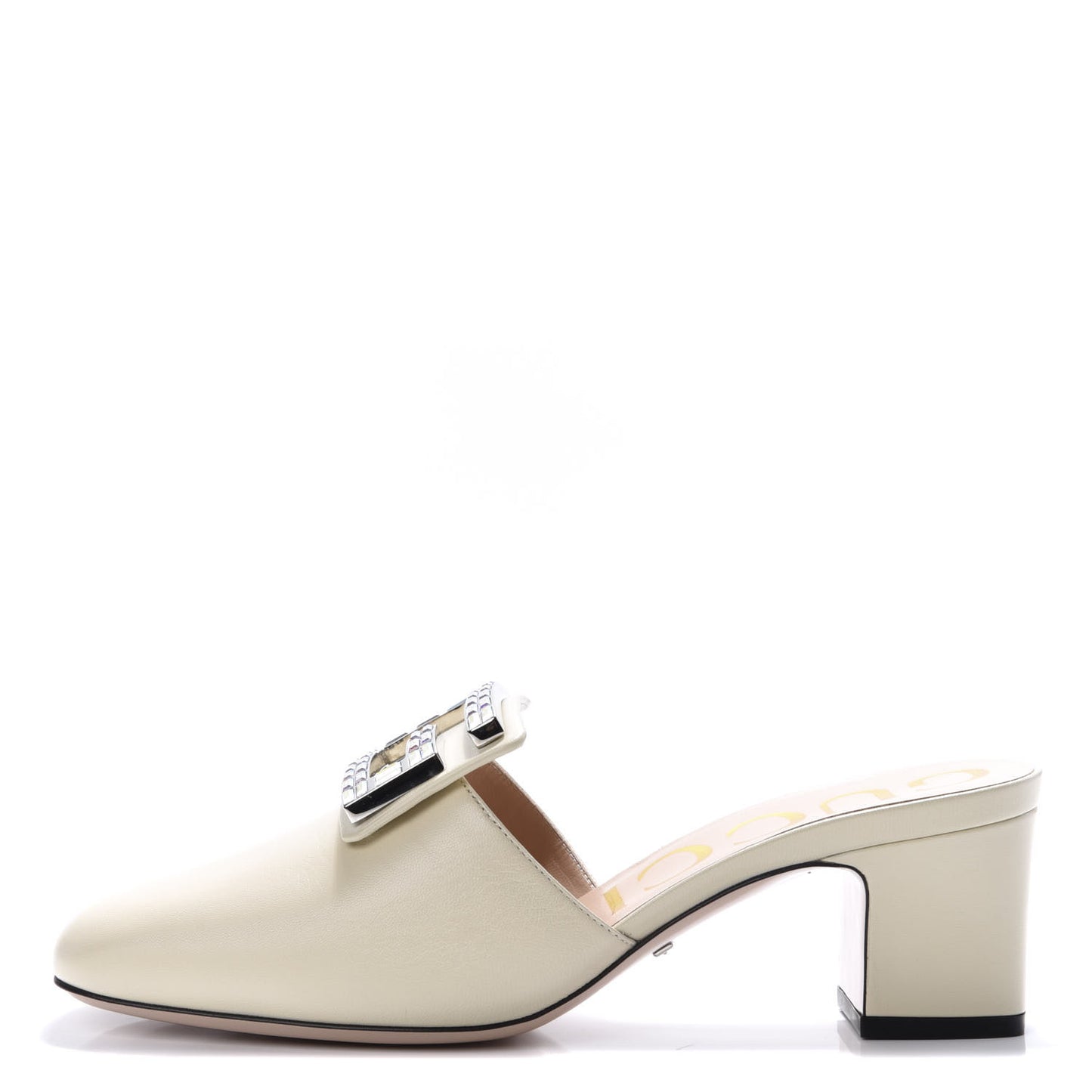 Malaga Kid Crystal Square G Madelyn Mules 37.5 Vintage White