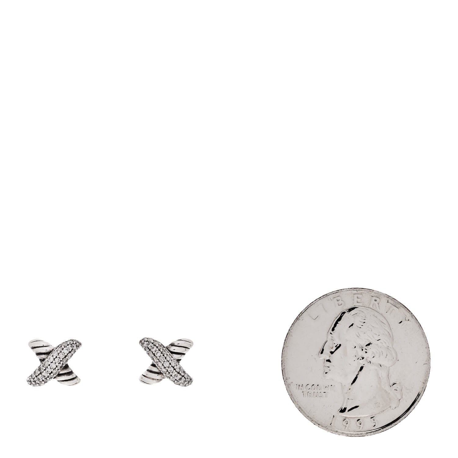 David Yurman Sterling Silver Diamond 8mm X Earrings 2 of 4
