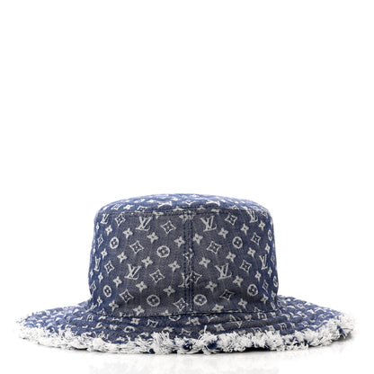 Louis Vuitton Monogram Denim Fringe Bob Bucket Hat M Blue 3 of 7
