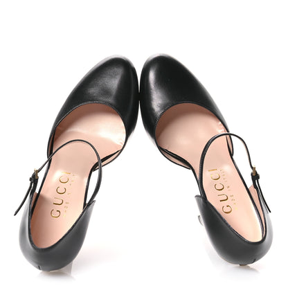 Gucci Malaga Kid Interlocking G Ankle Strap Platform Pumps 40 Black 2 of 9