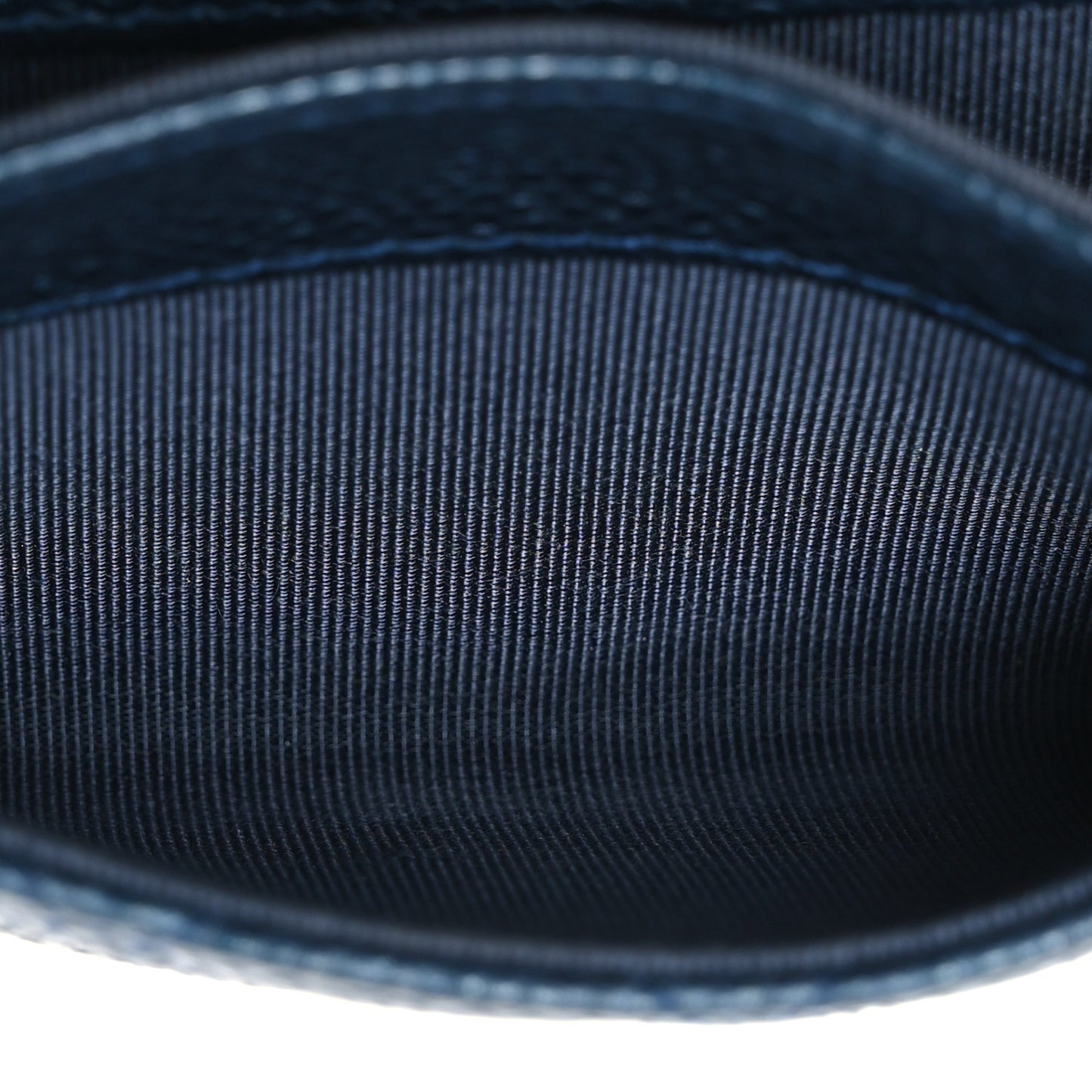 Metallic Caviar Quilted Flap Card Holder Dark Blue