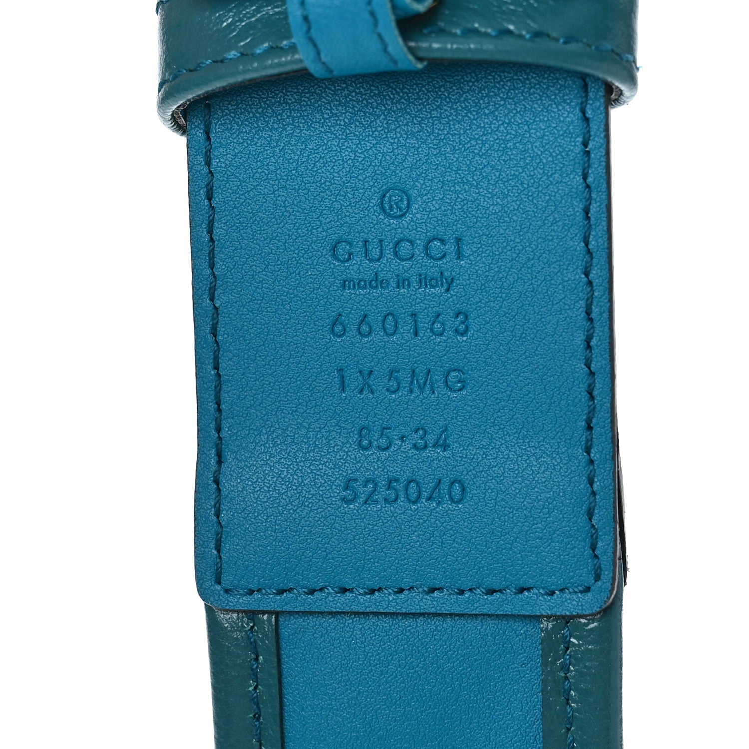 Gucci Vintage Effect Calfskin Matelasse Diagonal Enamel Double G 40mm Belt 85 34 Imperial Blue Pavone 3 of 3
