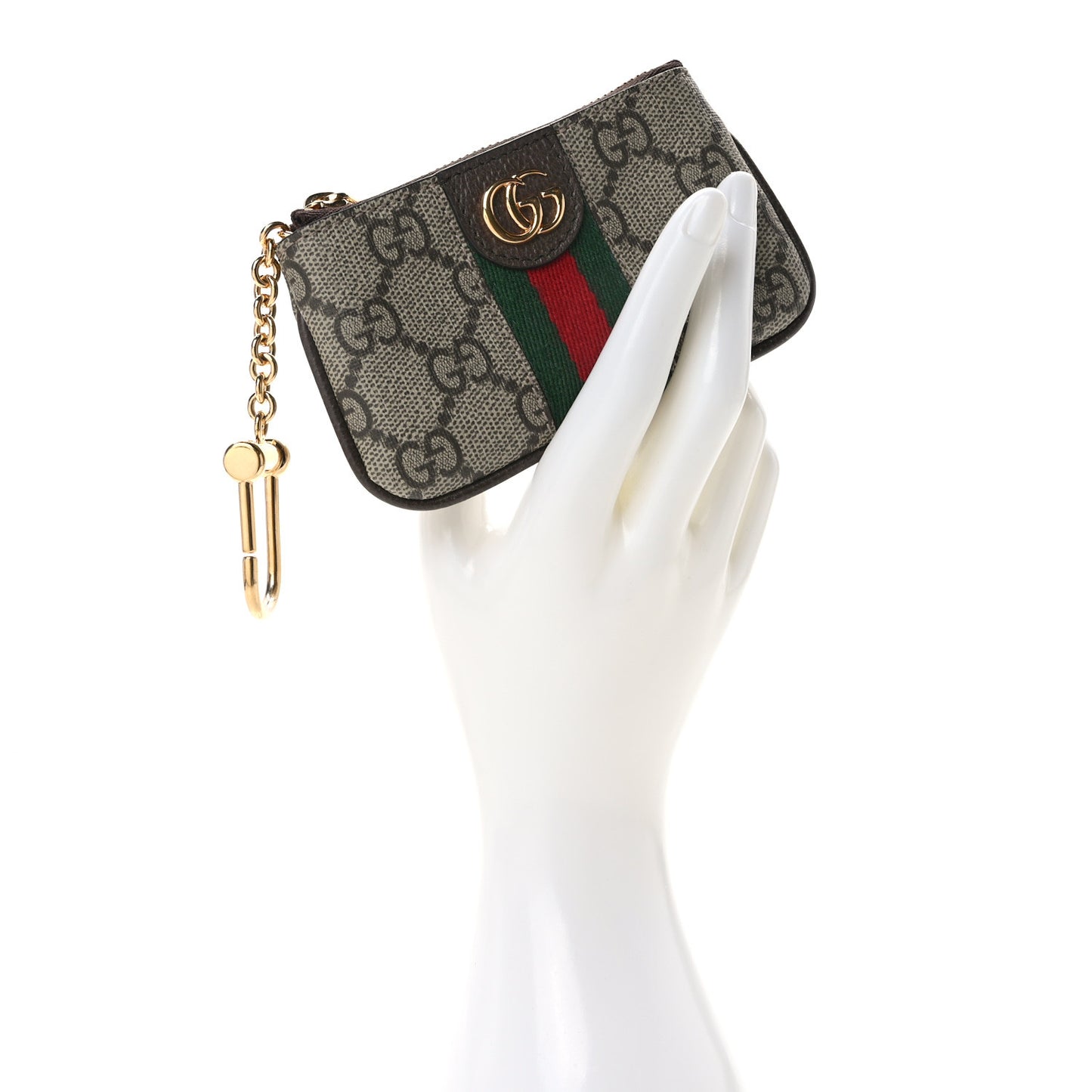 GG Supreme Monogram Web Ophidia Key Case Beige New Acero